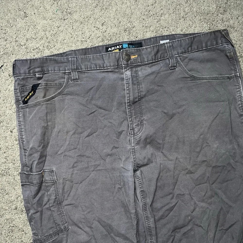 Ariat Blue Jeans Pants Men 42x32 Charcoal Gray Slim Straight M7 Leg Work Rebar